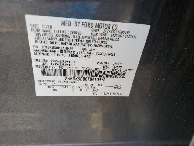 Photo 14 from auction – 2019 FORD FLEX LIMIT with VIN 2FMGK5D80KBA10496