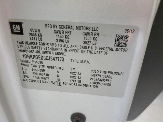Photo 14 from auction – 2012 CHEVROLET TRAVERSE L with VIN 1GNKRGED0CJ347773