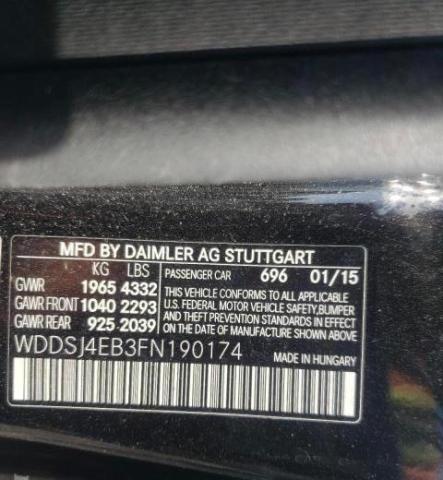 Photo 10 from auction – 2015 MERCEDES-BENZ CLA 250 with VIN WDDSJ4EB3FN190174