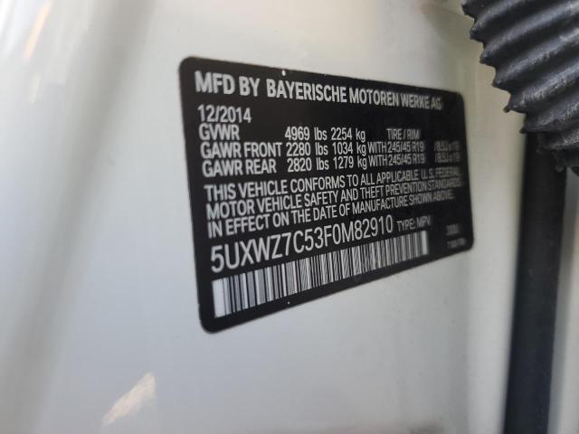 Photo 14 from auction – 2015 BMW X3 SDRIVE2 with VIN 5UXWZ7C53F0M82910