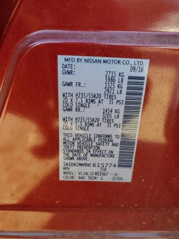 Photo 14 from auction – 2017 NISSAN PATHFINDER with VIN 5N1DR2MN9HC615774