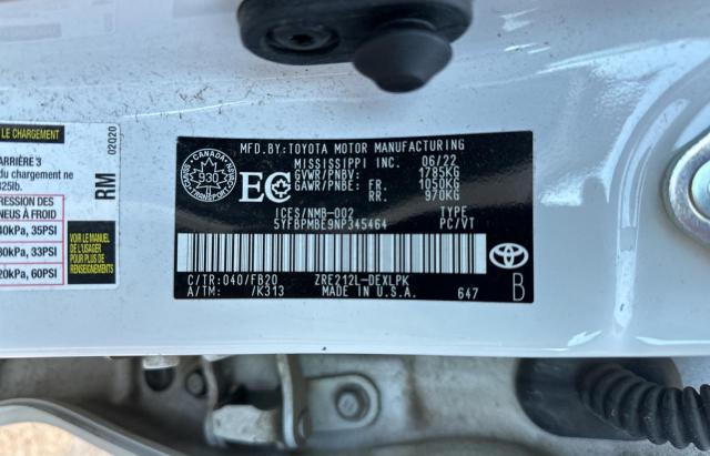 Photo 10 from auction – 2022 TOYOTA COROLLA LE with VIN 5YFBPMBE9NP345464