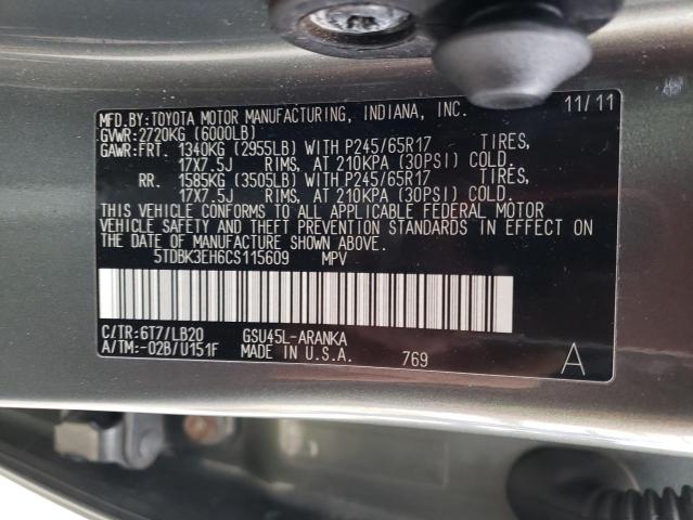 Photo 14 from auction – 2012 TOYOTA HIGHLANDER with VIN 5TDBK3EH6CS115609