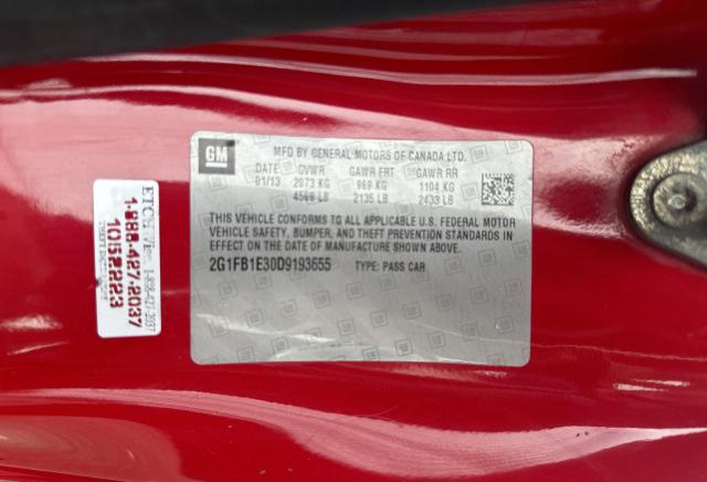 Photo 10 from auction – 2013 CHEVROLET CAMARO LT with VIN 2G1FB1E30D9193655
