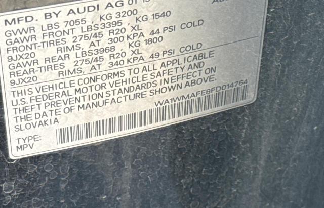 Photo 10 from auction – 2015 AUDI Q7 TDI PRE with VIN WA1WMAFE8FD014764