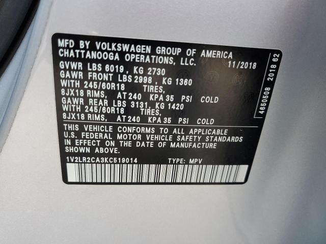 Photo 14 from auction – 2019 VOLKSWAGEN ATLAS SE with VIN 1V2LR2CA3KC519014