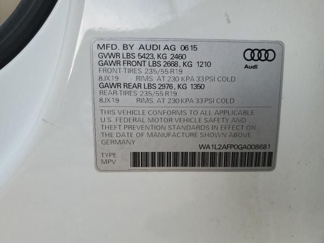 Photo 14 from auction – 2016 AUDI Q5 PREMIUM with VIN WA1L2AFP0GA008681