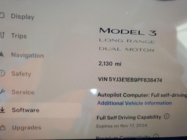 Photo 9 from auction – 2023 TESLA MODEL 3 with VIN 5YJ3E1EB9PF636474