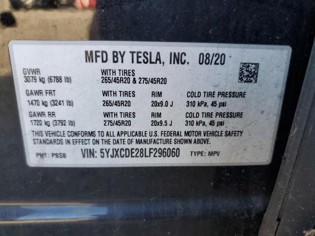 Photo 14 from auction – 2020 TESLA MODEL X with VIN 5YJXCDE28LF296060