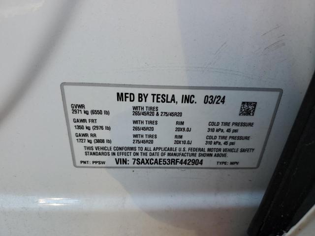 Photo 14 from auction – 2024 TESLA MODEL X with VIN 7SAXCAE53RF442904