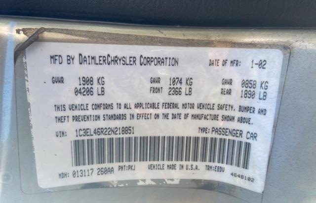 Photo 10 from auction – 2002 CHRYSLER SEBRING LX with VIN 1C3EL46R22N218851
