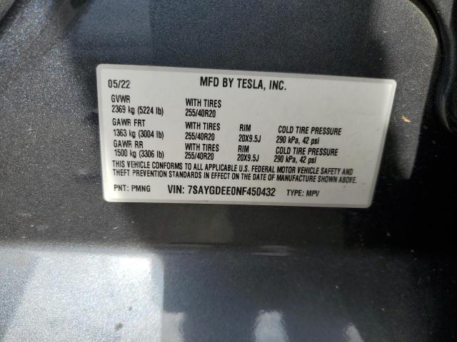 Photo 14 from auction – 2022 TESLA MODEL Y with VIN 7SAYGDEE0NF450432