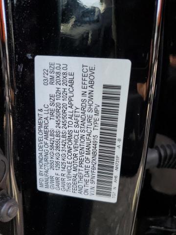 Photo 14 from auction – 2022 HONDA PILOT SE with VIN 5FNYF6H2XNB044915