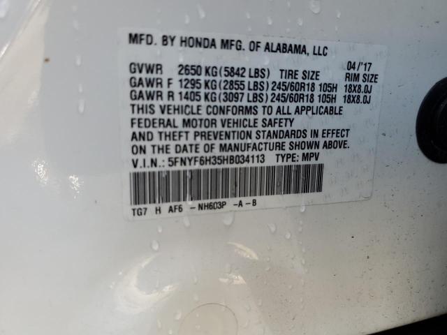 Photo 14 from auction – 2017 HONDA PILOT EX with VIN 5FNYF6H35HB034113