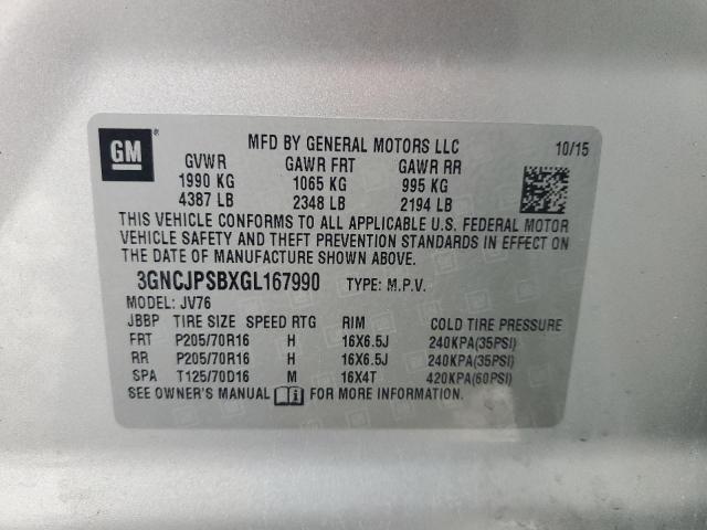 Photo 14 from auction – 2016 CHEVROLET TRAX 1LT with VIN 3GNCJPSBXGL167990