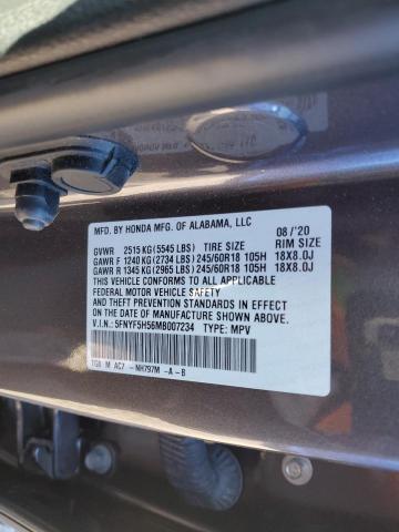 Photo 14 from auction – 2021 HONDA PILOT EXL with VIN 5FNYF5H56MB007234