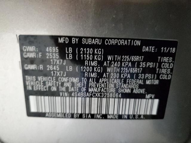 Photo 14 from auction – 2019 SUBARU OUTBACK 2. with VIN 4S4BSAFCXK3258064
