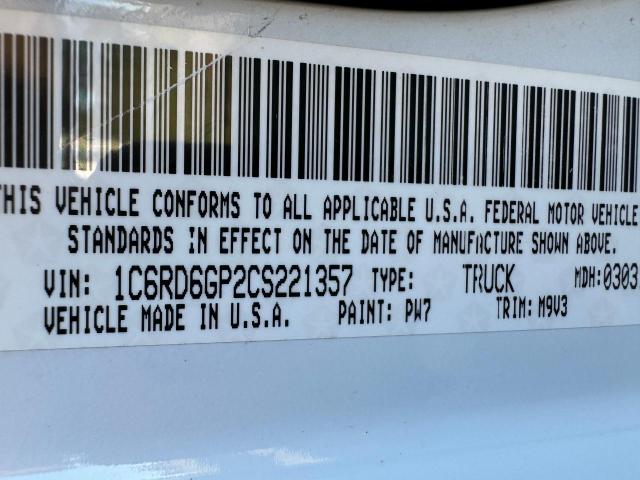 Photo 10 from auction – 2012 DODGE RAM 1500 S with VIN 1C6RD6GP2CS221357