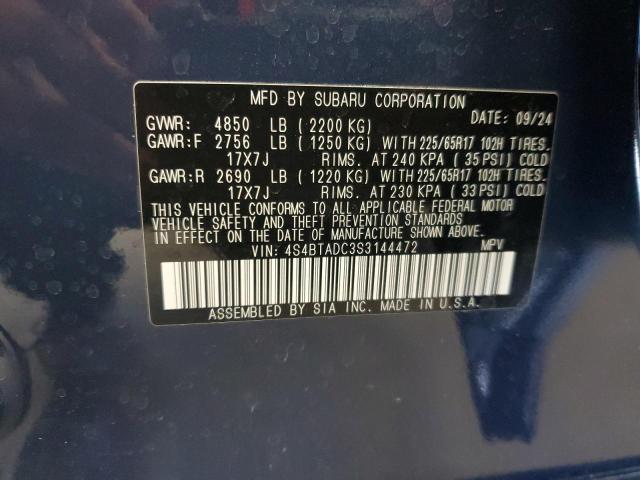 Photo 14 from auction – 2025 SUBARU OUTBACK PR with VIN 4S4BTADC3S3144472