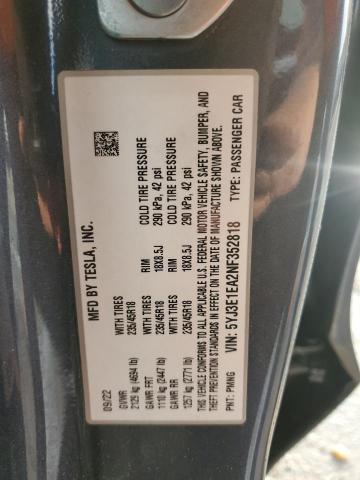 Photo 14 from auction – 2022 TESLA MODEL 3 with VIN 5YJ3E1EA2NF352818