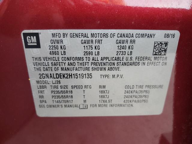 Photo 14 from auction – 2017 CHEVROLET EQUINOX PR with VIN 2GNALDEK2H1519135
