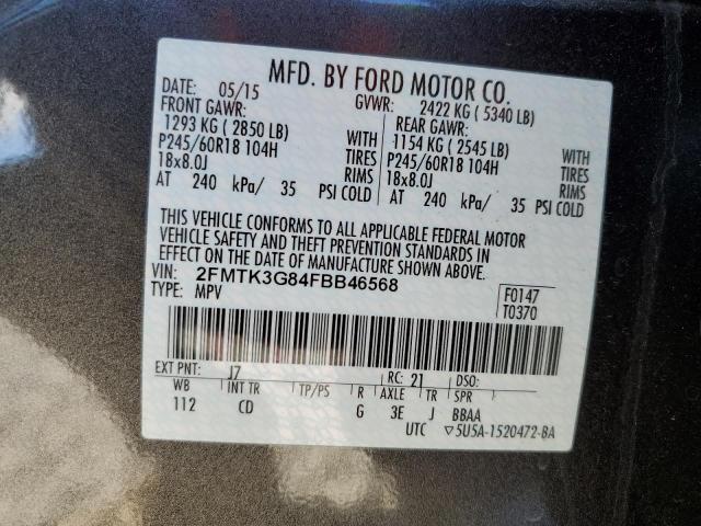 Photo 14 from auction – 2015 FORD EDGE SE with VIN 2FMTK3G84FBB46568