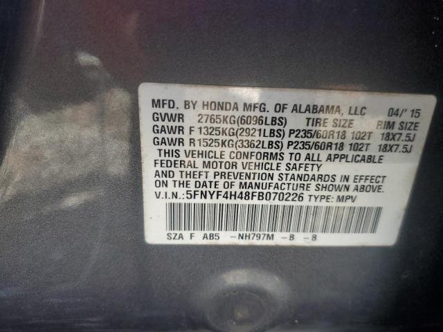 Photo 14 from auction – 2015 HONDA PILOT EX with VIN 5FNYF4H48FB070226