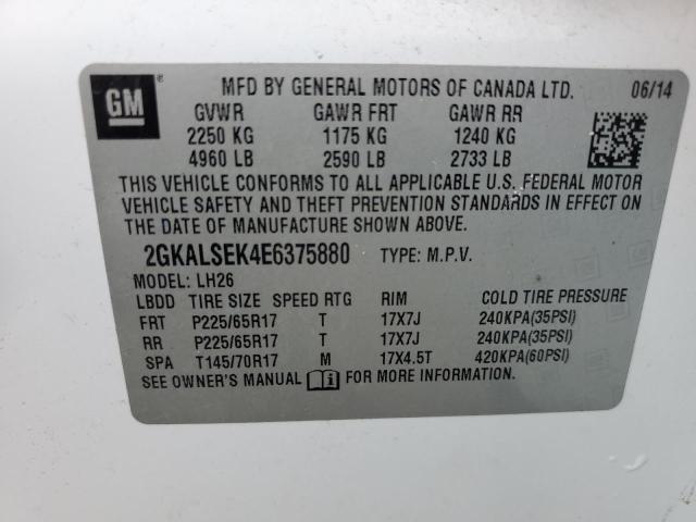 Photo 14 from auction – 2014 GMC TERRAIN SL with VIN 2GKALSEK4E6375880