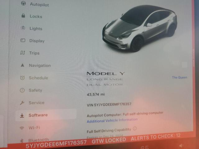 Photo 9 from auction – 2021 TESLA MODEL Y with VIN 5YJYGDEE6MF176357