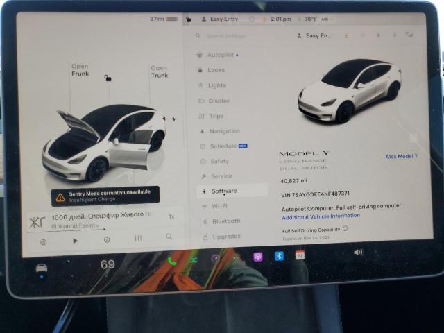 Photo 9 from auction – 2022 TESLA MODEL Y with VIN 7SAYGDEE4NF487371