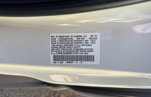 Photo 10 from auction – 2016 HONDA ODYSSEY EX with VIN 5FNRL5H66GB014792