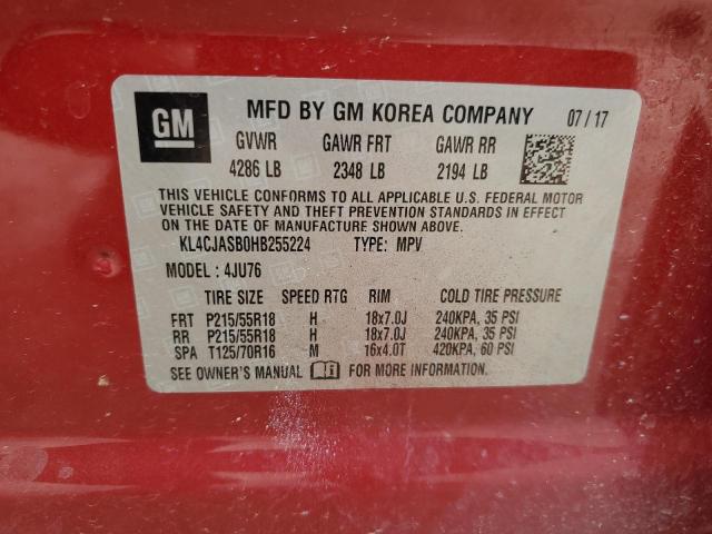 Photo 14 from auction – 2017 BUICK ENCORE PRE with VIN KL4CJASB0HB255224