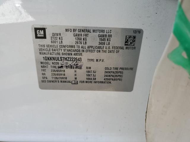 Photo 14 from auction – 2017 GMC ACADIA SLT with VIN 1GKKNULS7HZ222643