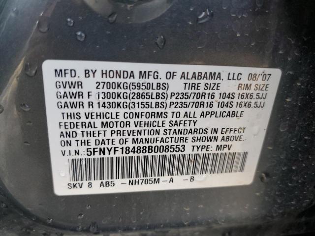 Photo 14 from auction – 2008 HONDA PILOT EX with VIN 5FNYF18488B008553