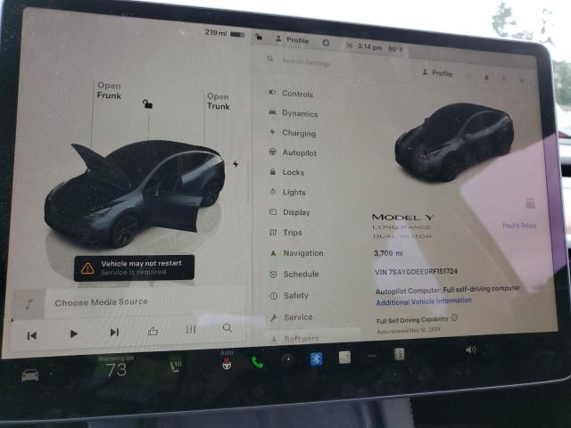 Photo 9 from auction – 2024 TESLA MODEL Y with VIN 7SAYGDEE0RF151724