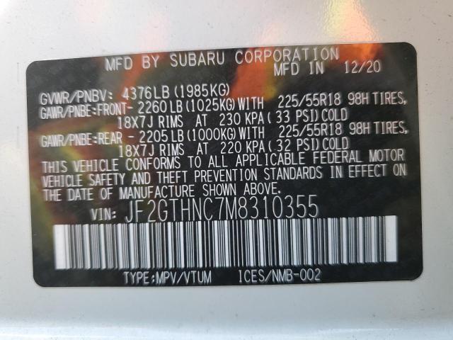 Photo 14 from auction – 2021 SUBARU CROSSTREK with VIN JF2GTHNC7M8310355