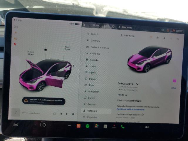 Photo 9 from auction – 2021 TESLA MODEL Y with VIN 5YJYGDEE5MF173272