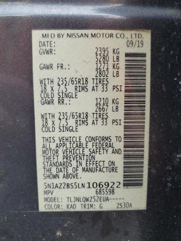 Photo 14 from auction – 2020 NISSAN MURANO SV with VIN 5N1AZ2BS5LN106922