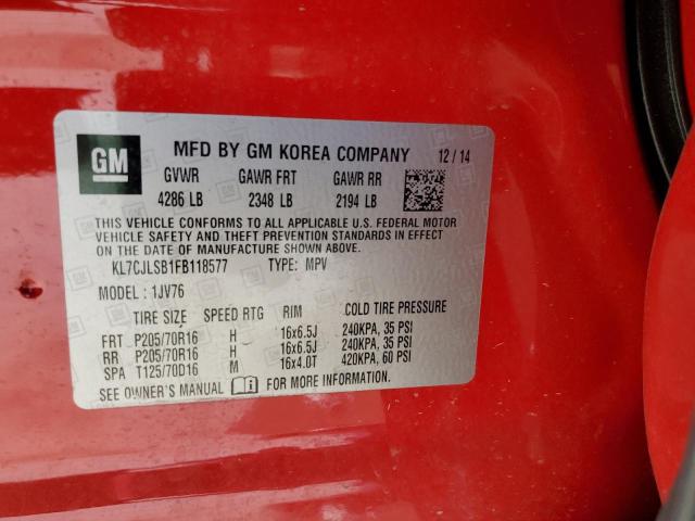Photo 14 from auction – 2015 CHEVROLET TRAX 1LT with VIN KL7CJLSB1FB118577