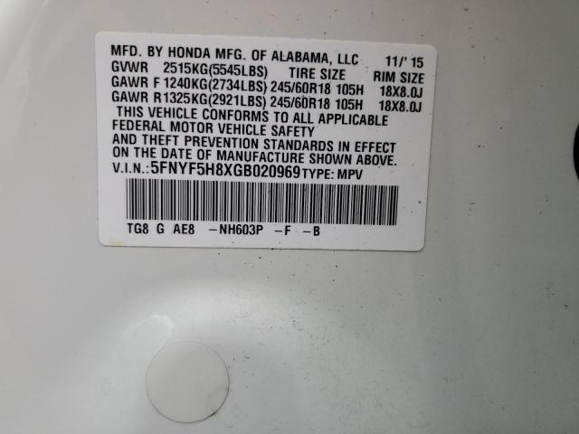 Photo 14 from auction – 2016 HONDA PILOT EXL with VIN 5FNYF5H8XGB020969