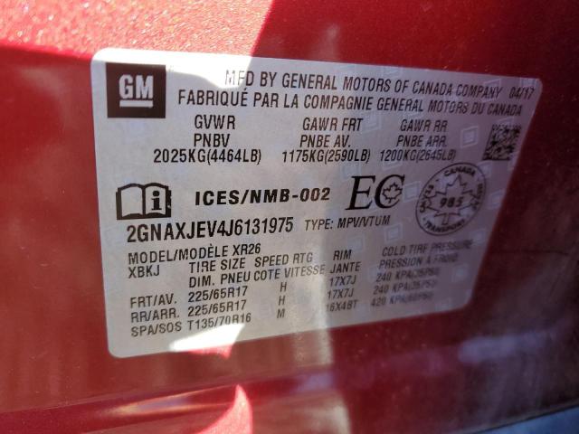 Photo 14 from auction – 2018 CHEVROLET EQUINOX LT with VIN 2GNAXJEV4J6131975