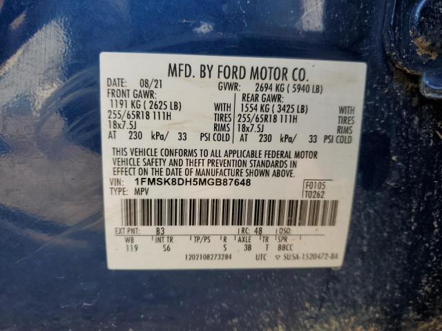 Photo 14 from auction – 2021 FORD EXPLORER X with VIN 1FMSK8DH5MGB87648