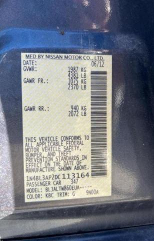 Photo 10 from auction – 2013 NISSAN ALTIMA 3.5 with VIN 1N4BL3AP2DC113164