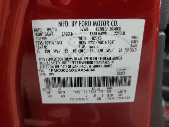 Photo 14 from auction – 2011 FORD ESCAPE XLT with VIN 1FMCU0DGXBKA54840