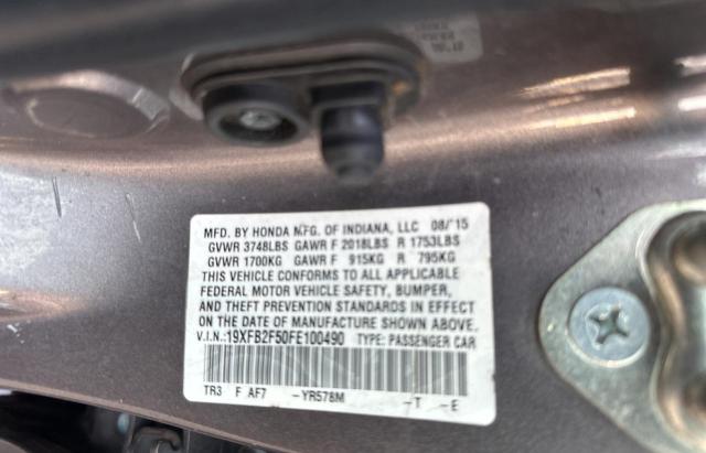 Photo 10 from auction – 2015 HONDA CIVIC LX with VIN 19XFB2F50FE100490