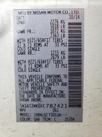 Photo 14 from auction – 2015 NISSAN ROGUE S with VIN 5N1AT2MK0FC782421