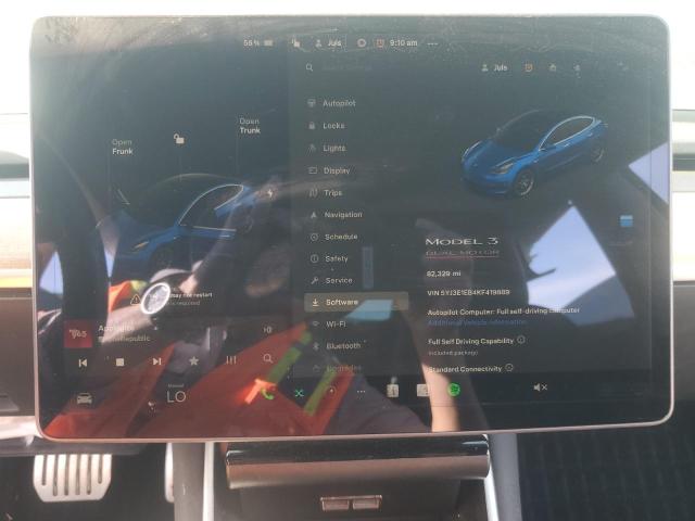 Photo 9 from auction – 2019 TESLA MODEL 3 with VIN 5YJ3E1EB4KF419889