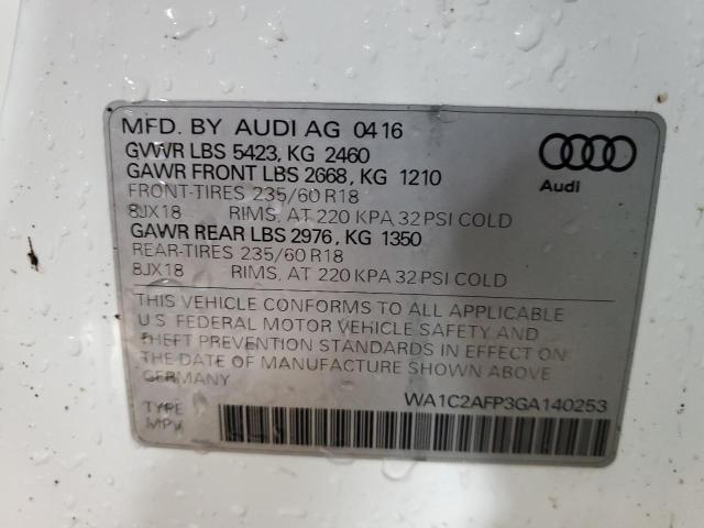 Photo 14 from auction – 2016 AUDI Q5 PREMIUM with VIN WA1C2AFP3GA140253