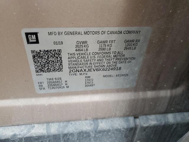 Photo 14 from auction – 2019 CHEVROLET EQUINOX LT with VIN 2GNAXJEV6K6224918