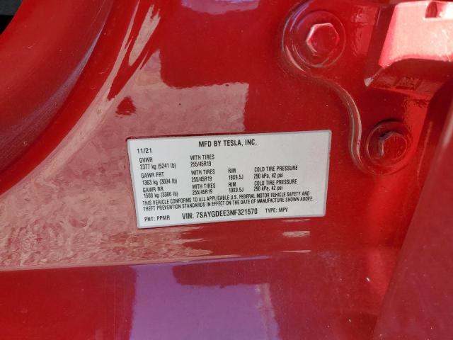 Photo 14 from auction – 2022 TESLA MODEL Y with VIN 7SAYGDEE3NF321570